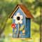 Glitzhome® 10.25" Retro Blue Distressed Flower Birdhouse